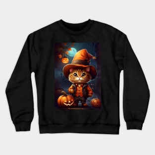 Halloween with Pumpkin Paws Crewneck Sweatshirt
